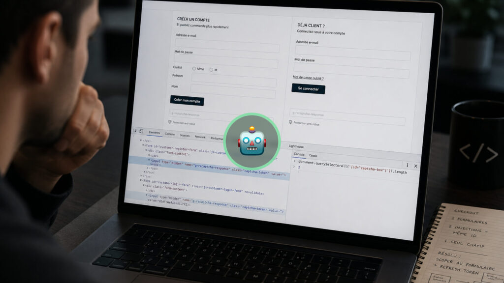 Un reCAPTCHA invisible qui bloque la création de compte : quand un id HTML coûte des commandes