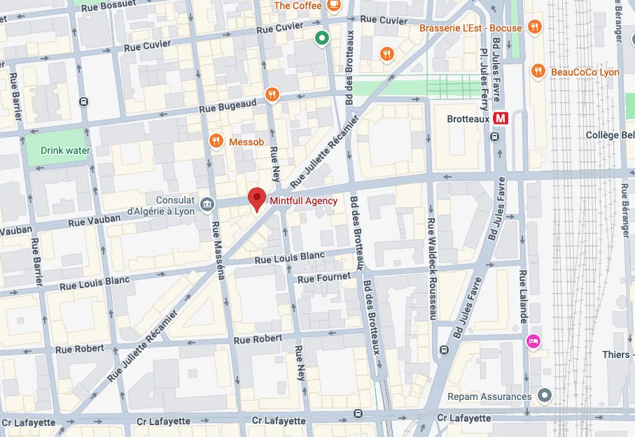Plan d’accès à l’agence, 31 rue Juliette Récamier à Lyon