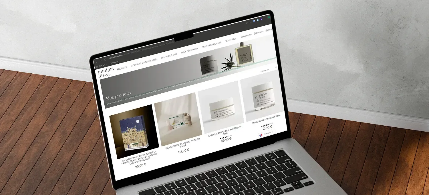 Image des page produits du site Minimaliste green en version ordinateur